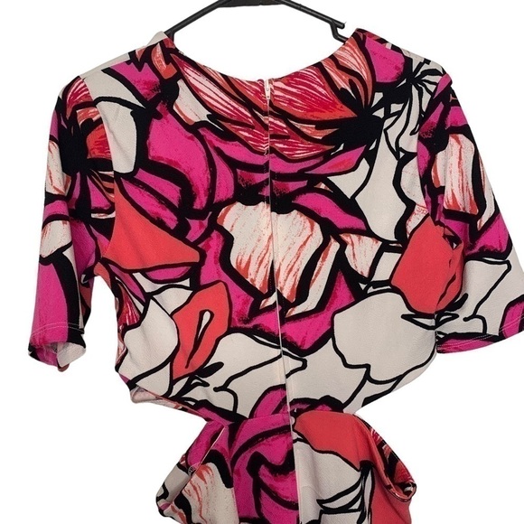 BISOU Bisou Short Sleeve Floral Cutout Midi Dress Size 8 - Picture 9 of 14